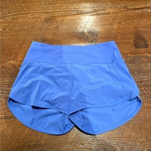 Lululemon Blue high rise 4” speed up shorts